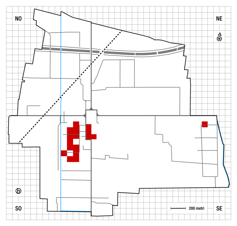 I settori in cui sono state ritrovate delle stoviglie